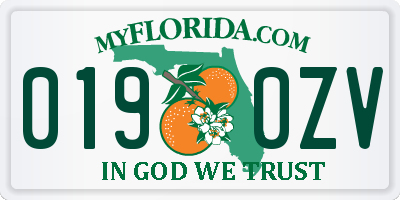 FL license plate 0190ZV