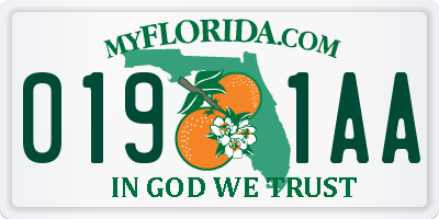 FL license plate 0191AA