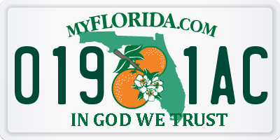 FL license plate 0191AC