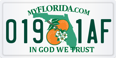 FL license plate 0191AF