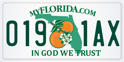 FL license plate 0191AX