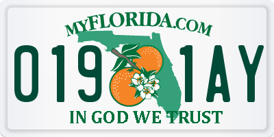FL license plate 0191AY