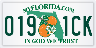 FL license plate 0191CK