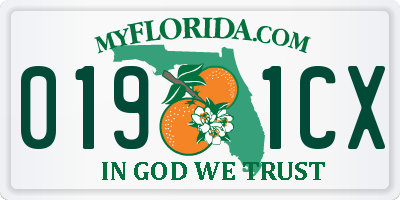 FL license plate 0191CX
