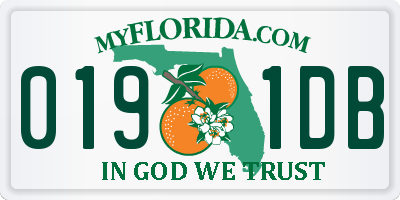 FL license plate 0191DB