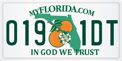 FL license plate 0191DT