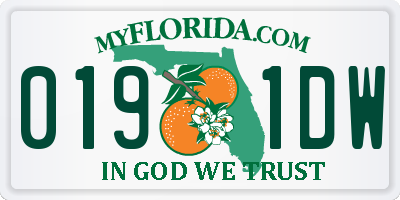 FL license plate 0191DW