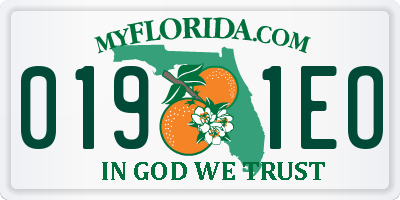 FL license plate 0191EO