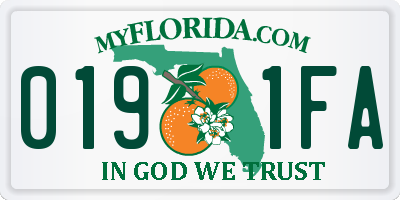 FL license plate 0191FA