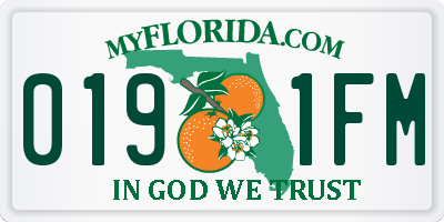 FL license plate 0191FM