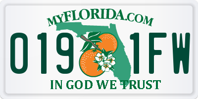 FL license plate 0191FW