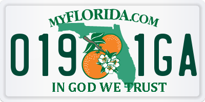FL license plate 0191GA