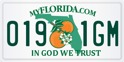 FL license plate 0191GM