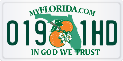 FL license plate 0191HD