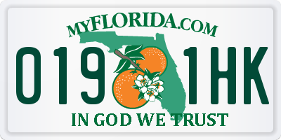 FL license plate 0191HK