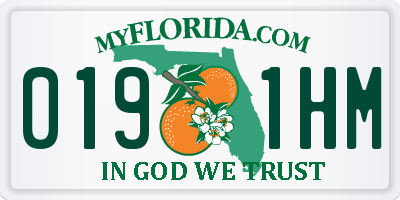 FL license plate 0191HM