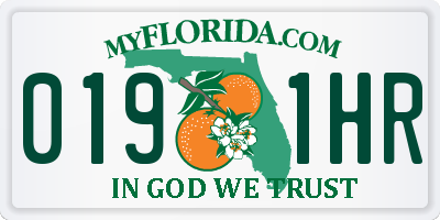 FL license plate 0191HR