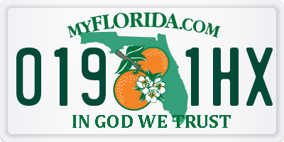 FL license plate 0191HX