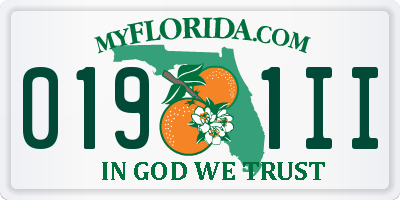FL license plate 0191II