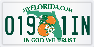 FL license plate 0191IN