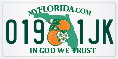 FL license plate 0191JK