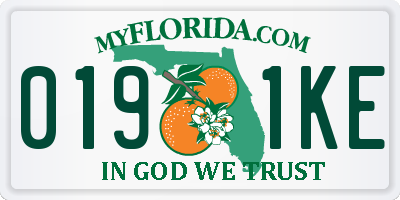 FL license plate 0191KE