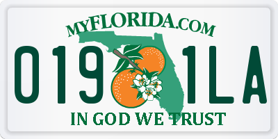 FL license plate 0191LA