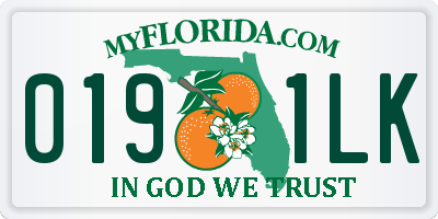 FL license plate 0191LK