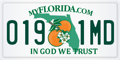 FL license plate 0191MD
