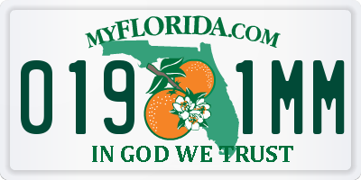 FL license plate 0191MM