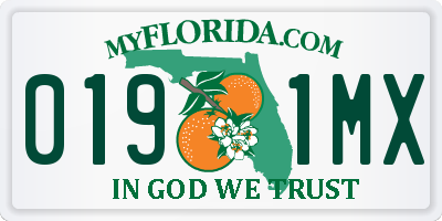 FL license plate 0191MX