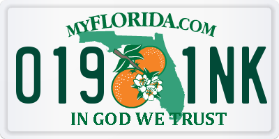 FL license plate 0191NK