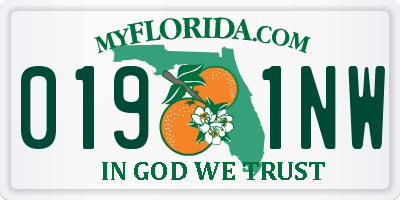 FL license plate 0191NW