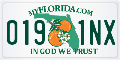 FL license plate 0191NX