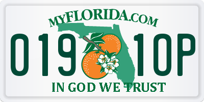 FL license plate 0191OP