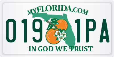 FL license plate 0191PA
