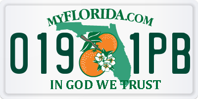FL license plate 0191PB