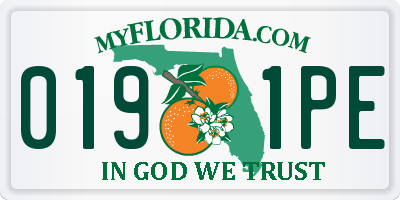 FL license plate 0191PE