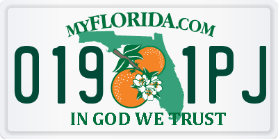 FL license plate 0191PJ