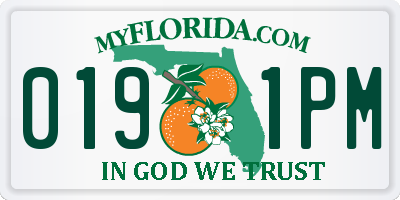FL license plate 0191PM