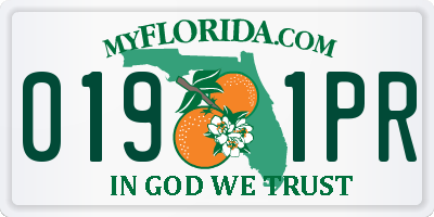 FL license plate 0191PR