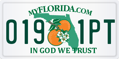 FL license plate 0191PT