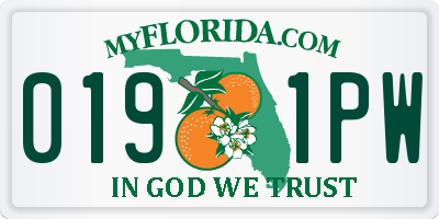 FL license plate 0191PW