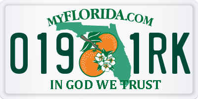 FL license plate 0191RK