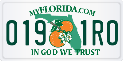 FL license plate 0191RO