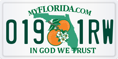 FL license plate 0191RW