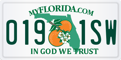 FL license plate 0191SW