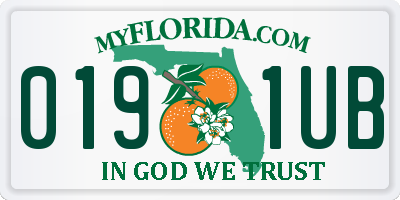 FL license plate 0191UB