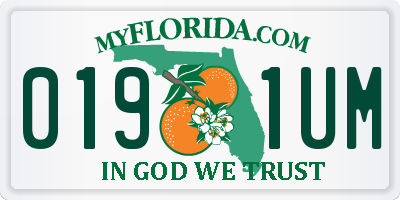 FL license plate 0191UM