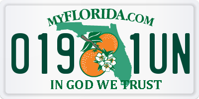 FL license plate 0191UN